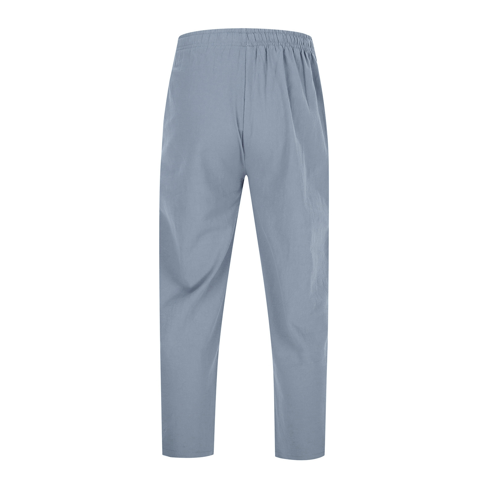 thumbnail image 3 of Pantalones informales de lino con cordón para hombre - Cintura elástica, bolsillos laterales - Ligeros y transpirables - Para la playa, el yoga y el verano, 3 of 8